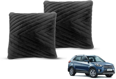 MOCKHE Black Velvet Car Pillow Cushion for Hyundai(Square, Pack of 2)