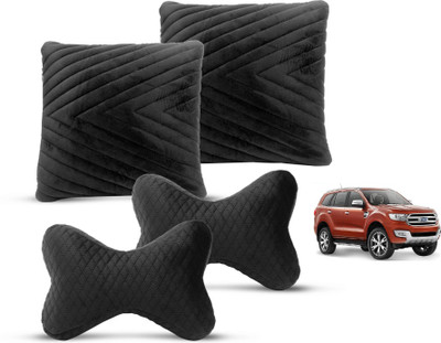 MOCKHE Black Velvet Car Pillow Cushion for Ford(Rectangular, Pack of 4)