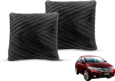 MOCKHE Black Velvet Car Pillow Cushion for Honda(Square, Pack of 2)