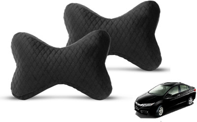 MOCKHE Black Velvet Car Pillow Cushion for Honda(Rectangular, Pack of 2)