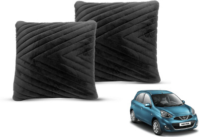 MOCKHE Black Velvet Car Pillow Cushion for Nissan(Square, Pack of 2)