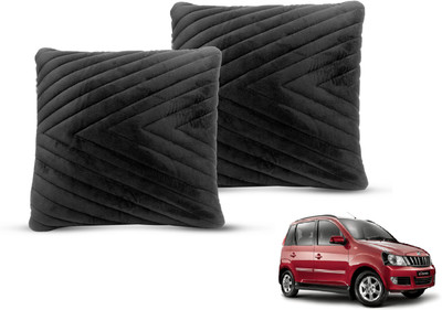 MOCKHE Black Velvet Car Pillow Cushion for Mahindra(Square, Pack of 2)