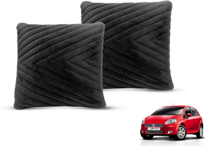 MOCKHE Black Velvet Car Pillow Cushion for Fiat(Square, Pack of 2)