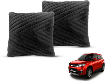 MOCKHE Black Velvet Car Pillow Cushion for Maruti Suzuki(Square, Pack of 2)