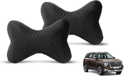 MOCKHE Black Velvet Car Pillow Cushion for Hyundai(Rectangular, Pack of 2)