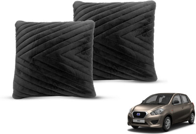 MOCKHE Black Velvet Car Pillow Cushion for Datsun(Square, Pack of 2)