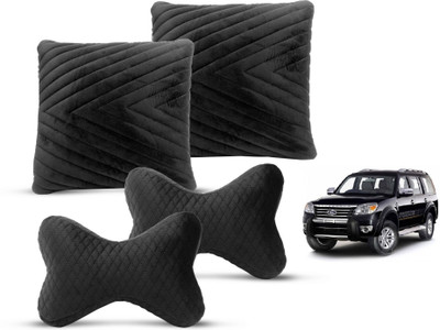 MOCKHE Black Velvet Car Pillow Cushion for Ford(Rectangular, Pack of 4)