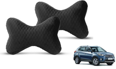 MOCKHE Black Velvet Car Pillow Cushion for Hyundai(Rectangular, Pack of 2)