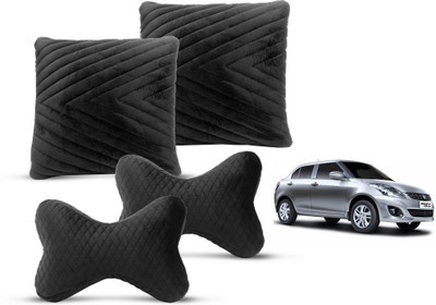MOCKHE Black Velvet Car Pillow Cushion for Maruti Suzuki(Rectangular, Pack of 4)