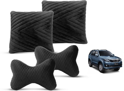 MOCKHE Black Velvet Car Pillow Cushion for Toyota(Rectangular, Pack of 4)