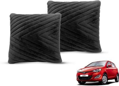 MOCKHE Black Velvet Car Pillow Cushion for Hyundai(Square, Pack of 2)