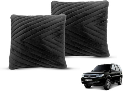 MOCKHE Black Velvet Car Pillow Cushion for Tata(Square, Pack of 2)