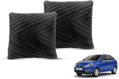 MOCKHE Black Velvet Car Pillow Cushion for Tata(Square, Pack of 2)