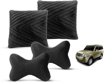 MOCKHE Black Velvet Car Pillow Cushion for Tata(Rectangular, Pack of 4)