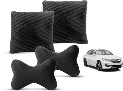 MOCKHE Black Velvet Car Pillow Cushion for Honda(Rectangular, Pack of 4)