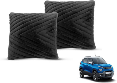 MOCKHE Black Velvet Car Pillow Cushion for Tata(Square, Pack of 2)