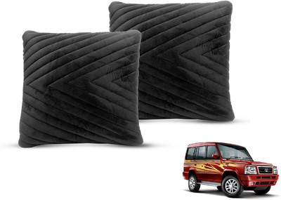 MOCKHE Black Velvet Car Pillow Cushion for Tata(Square, Pack of 2)