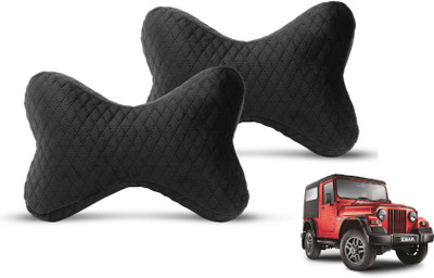 MOCKHE Black Velvet Car Pillow Cushion for Mahindra(Rectangular, Pack of 2)