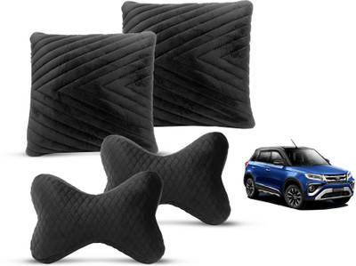 MOCKHE Black Velvet Car Pillow Cushion for Toyota(Rectangular, Pack of 4)