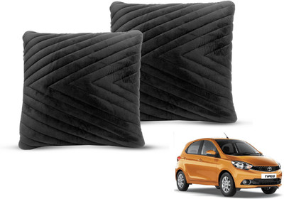 MOCKHE Black Velvet Car Pillow Cushion for Tata(Square, Pack of 2)