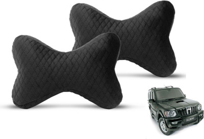 MOCKHE Black Velvet Car Pillow Cushion for Mahindra(Rectangular, Pack of 2)