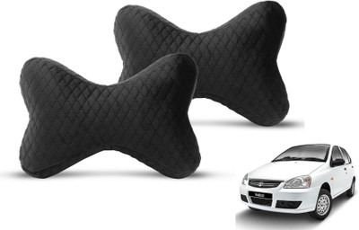 MOCKHE Black Velvet Car Pillow Cushion for Tata(Rectangular, Pack of 2)