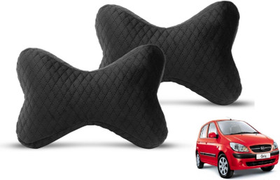 MOCKHE Black Velvet Car Pillow Cushion for Hyundai(Rectangular, Pack of 2)