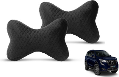 MOCKHE Black Velvet Car Pillow Cushion for Mahindra(Rectangular, Pack of 2)