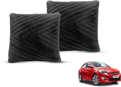 MOCKHE Black Velvet Car Pillow Cushion for Hyundai(Square, Pack of 2)