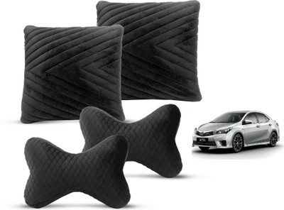 MOCKHE Black Velvet Car Pillow Cushion for Toyota(Rectangular, Pack of 4)