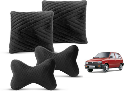 MOCKHE Black Velvet Car Pillow Cushion for Maruti Suzuki(Rectangular, Pack of 4)
