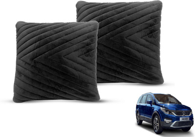 MOCKHE Black Velvet Car Pillow Cushion for Tata(Square, Pack of 2)