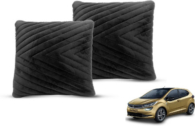 MOCKHE Black Velvet Car Pillow Cushion for Tata(Square, Pack of 2)