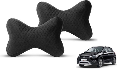 MOCKHE Black Velvet Car Pillow Cushion for Hyundai(Rectangular, Pack of 2)