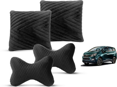 MOCKHE Black Velvet Car Pillow Cushion for Mahindra(Rectangular, Pack of 4)