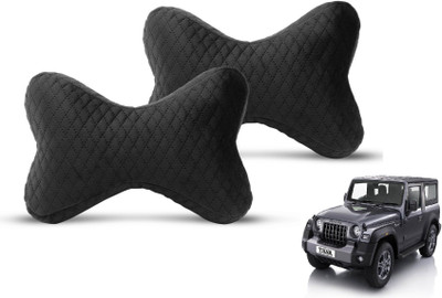 MOCKHE Black Velvet Car Pillow Cushion for Mahindra(Rectangular, Pack of 2)