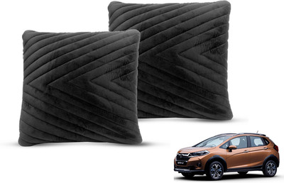 MOCKHE Black Velvet Car Pillow Cushion for Honda(Square, Pack of 2)