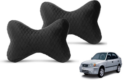 MOCKHE Black Velvet Car Pillow Cushion for Hyundai(Rectangular, Pack of 2)