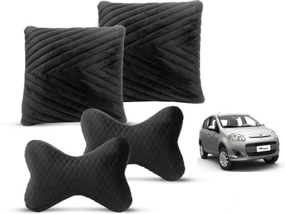 MOCKHE Black Velvet Car Pillow Cushion for Fiat(Rectangular, Pack of 4)