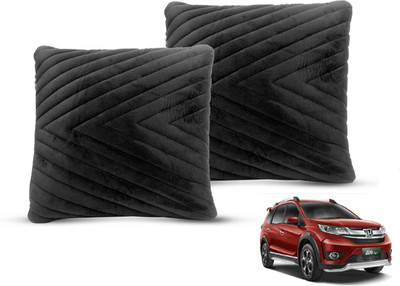 MOCKHE Black Velvet Car Pillow Cushion for Honda(Square, Pack of 2)
