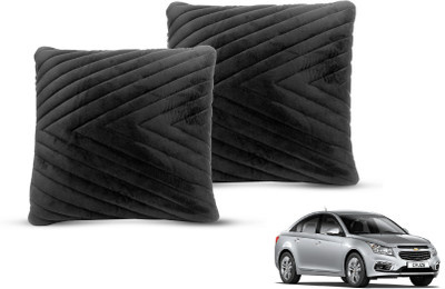 MOCKHE Black Velvet Car Pillow Cushion for Chevrolet(Square, Pack of 2)