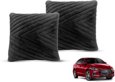 MOCKHE Black Velvet Car Pillow Cushion for Hyundai(Square, Pack of 2)