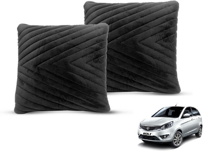 MOCKHE Black Velvet Car Pillow Cushion for Tata(Square, Pack of 2)