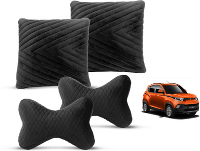MOCKHE Black Velvet Car Pillow Cushion for Mahindra(Rectangular, Pack of 4)