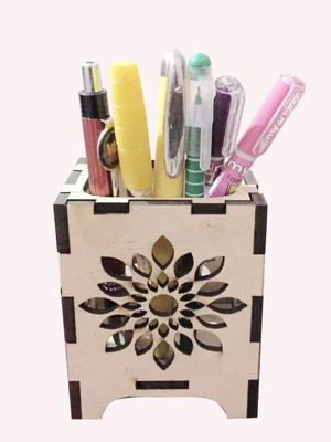 FINIXOP 1 Compartments WOODEN PEN STAND(Brown)