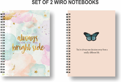3DS Note book A5 Diary Unruled 144 Pages(Peach, Multicolor, Pack of 2)
