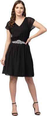 RIHANI FAB Women Fit and Flare Black Dress