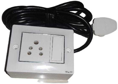 supriya combaind box 6A 1switch(cona) 1socket(cona), 3pin top (cona) (2 miter wair) Wall Plate(White)