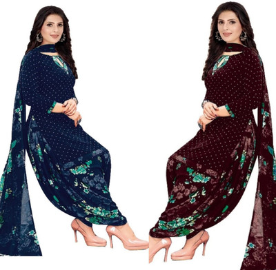 Nirvaan Crepe Floral Print Kurta & Patiyala Material