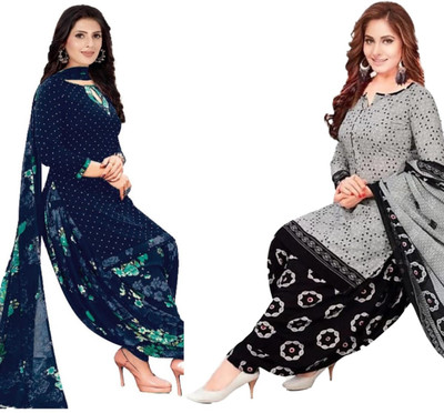 YASHIKA Crepe Floral Print Kurta & Patiyala Material
